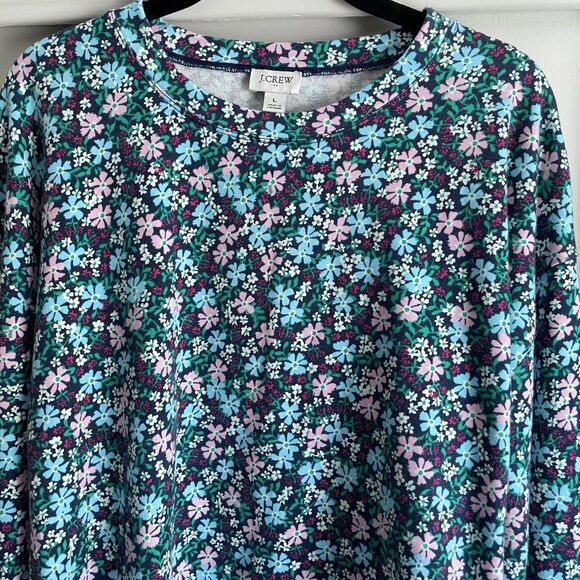 J. Crew Floral French Terry Sweatshirt Size L Blue Green NWOT - Picture 2 of 14